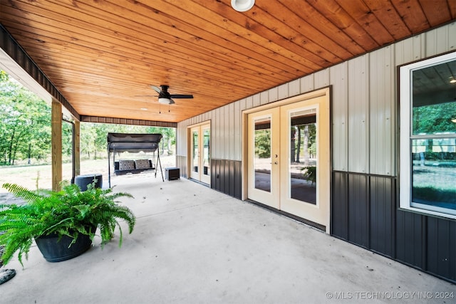 view of patio / terrace featuring central AC and ceiling fan