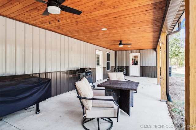 view of patio / terrace featuring a grill and ceiling fan