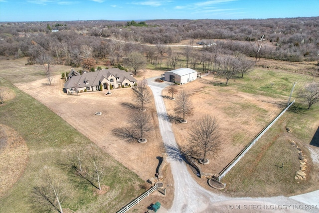 aerial view featuring a rural view