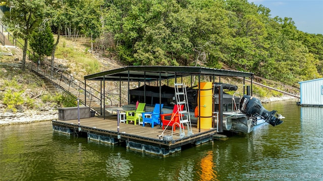 view of dock featuring a water view