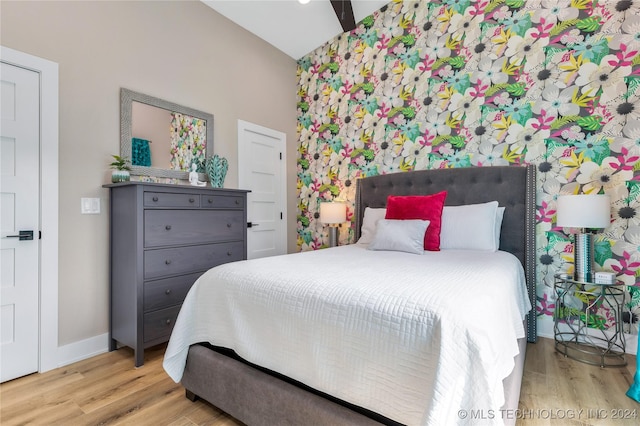 bedroom with light hardwood / wood-style floors