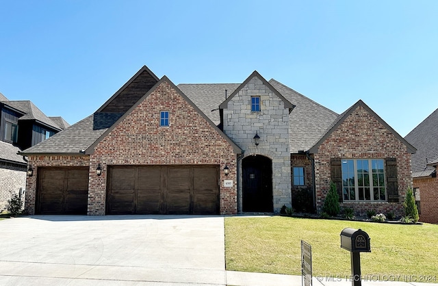 view of front of home with a front lawn