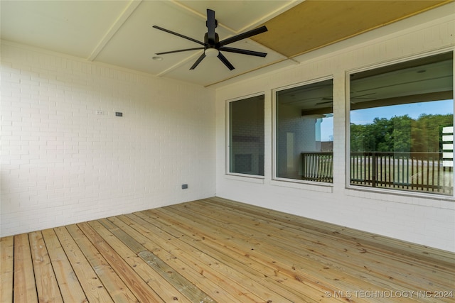 exterior space featuring ceiling fan