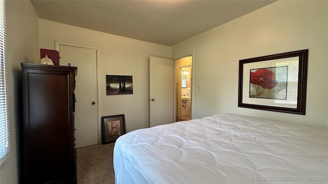 bedroom with light carpet