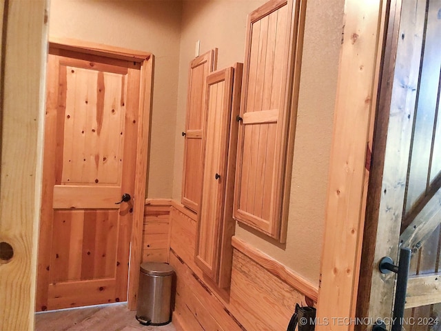 interior space with wood walls