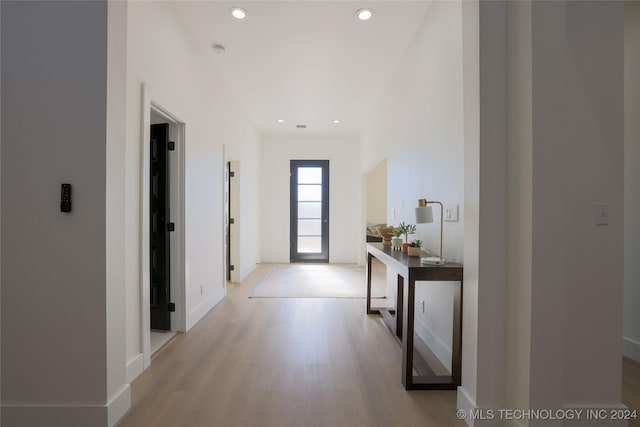 corridor featuring light wood-type flooring