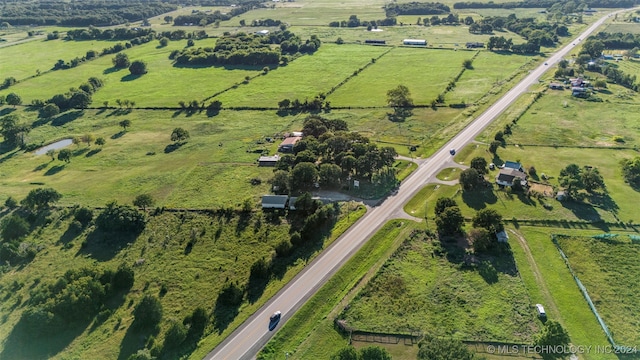 aerial view featuring a rural view