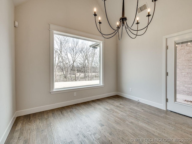 unfurnished dining area with light hardwood / wood-style flooring