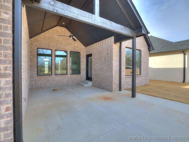 view of patio / terrace featuring ceiling fan