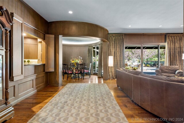 living room with hardwood / wood-style floors