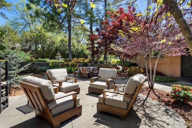 view of patio featuring an outdoor living space