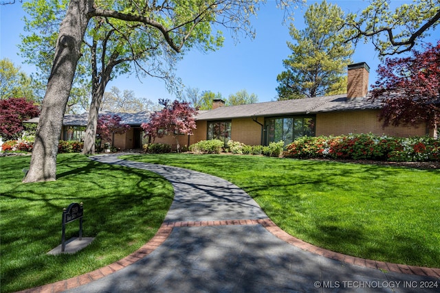 ranch-style house featuring a front yard