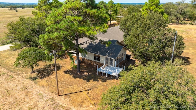 aerial view featuring a rural view