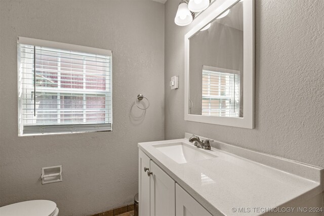 bathroom with vanity, toilet, and a wealth of natural light