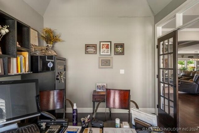 3526 Evans Ave, Mannford, OK 74044 - office with vaulted ceiling and wood finished floors