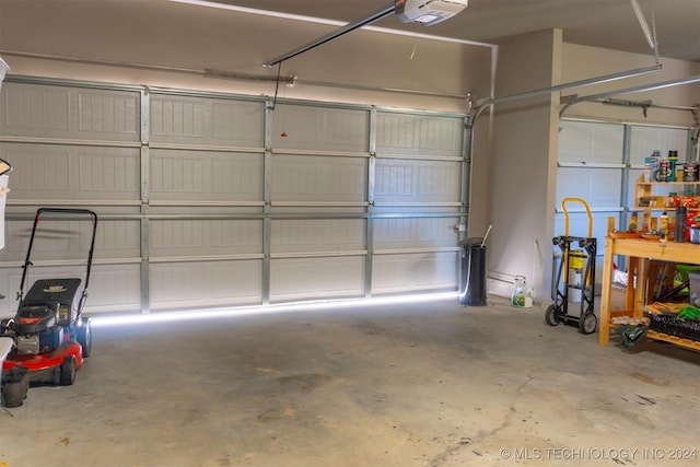 garage with a garage door opener