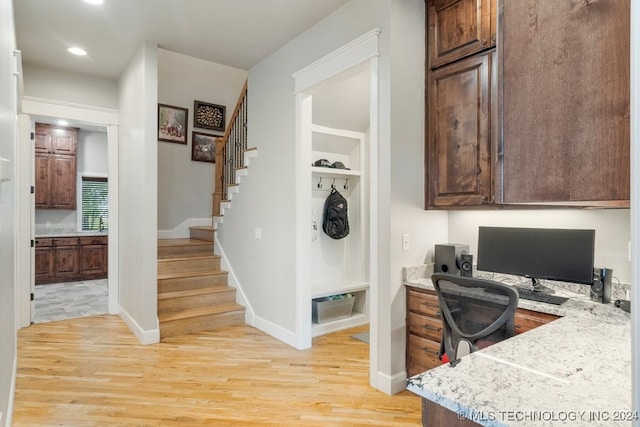 home office with light wood-type flooring