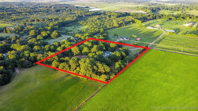 aerial view featuring a rural view