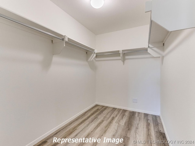 walk in closet with light wood-type flooring