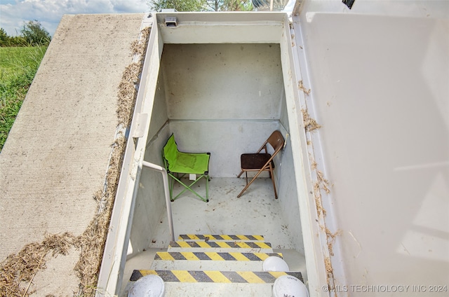 view of storm shelter