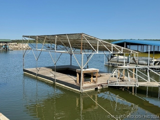 view of dock featuring a water view