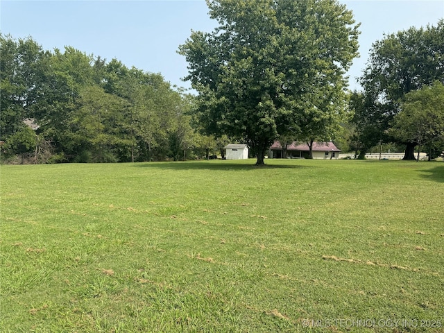 view of yard with a shed and an outdoor structure