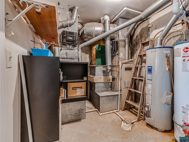 utility room featuring water heater