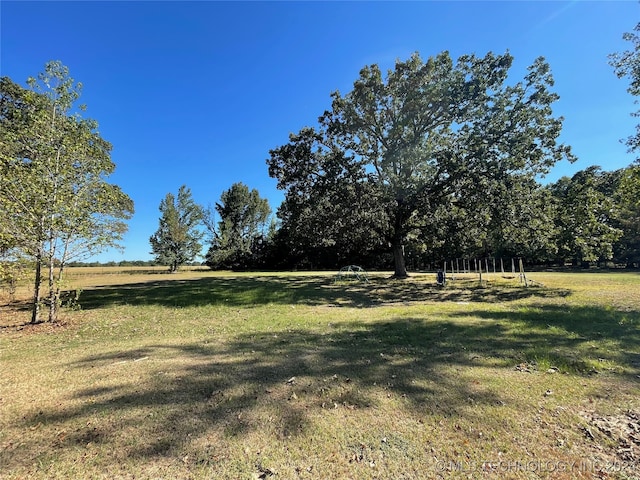 view of yard with a rural view