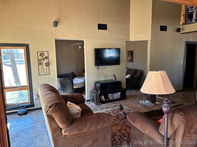 view of tiled living room