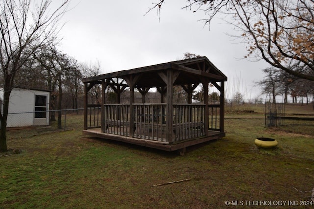 exterior space with a yard and a gazebo