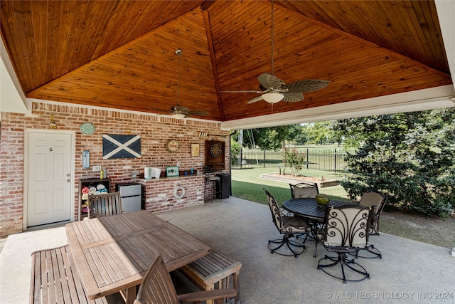 view of patio / terrace featuring ceiling fan