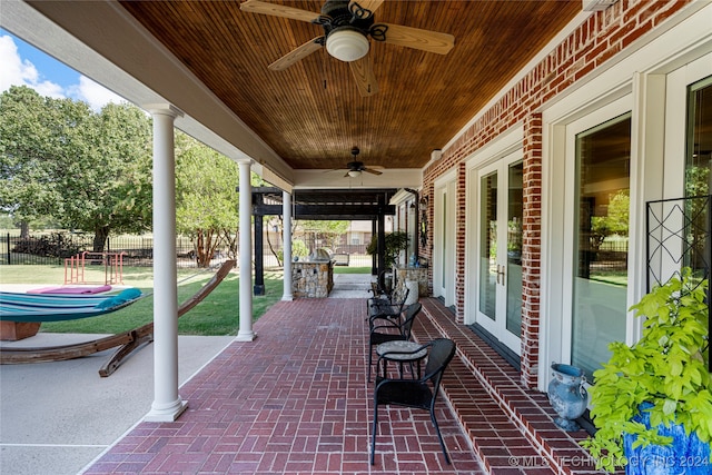 view of patio / terrace with ceiling fan