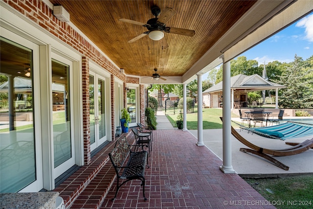 view of patio / terrace with ceiling fan