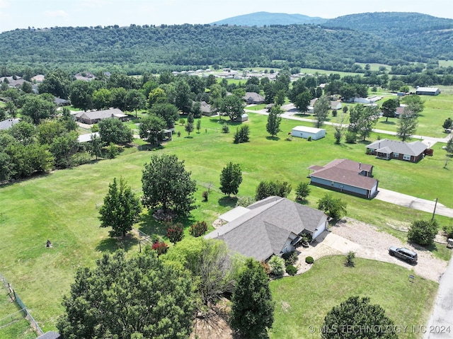 bird's eye view with a mountain view