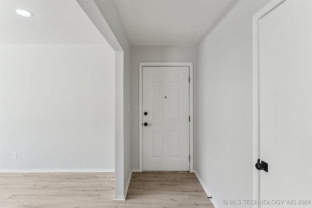 doorway featuring light wood-type flooring