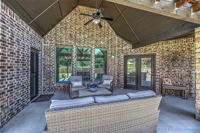 view of patio / terrace with outdoor lounge area and ceiling fan