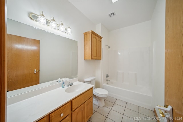 full bathroom with vanity, tile patterned flooring, tub / shower combination, and toilet