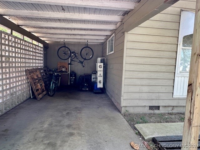 view of garage