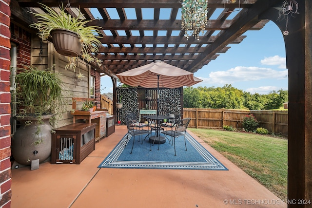 view of patio / terrace featuring a pergola