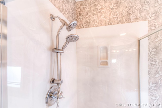 interior details featuring walk in shower