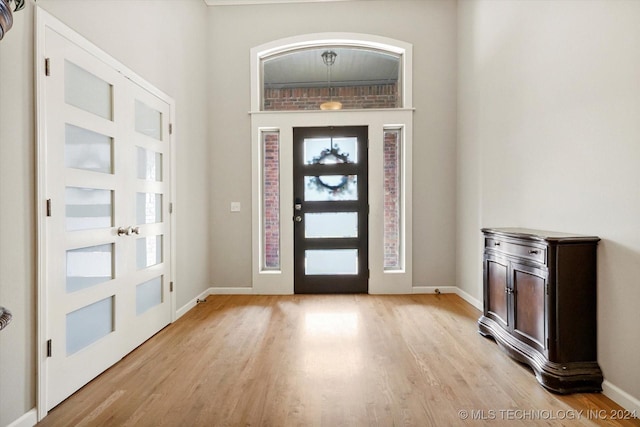 entrance foyer featuring light wood-type flooring