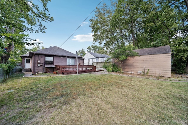 view of yard featuring a deck