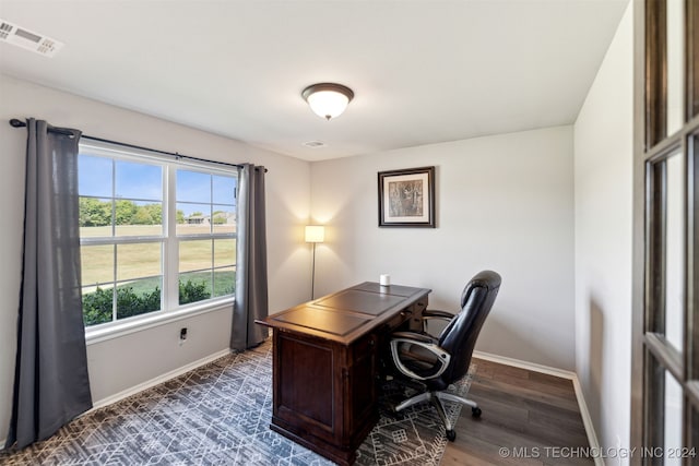 office featuring dark hardwood / wood-style flooring