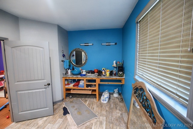 bathroom featuring wood-type flooring