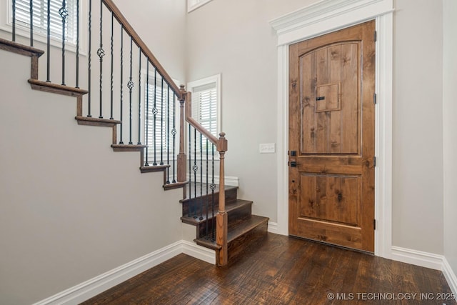 14504 E 80th St, Owasso, OK 74055 - entrance foyer with wood finished floors, baseboards, and stairway