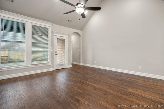 14504 E 80th St, Owasso, OK 74055 - empty room with visible vents, a ceiling fan, and baseboards