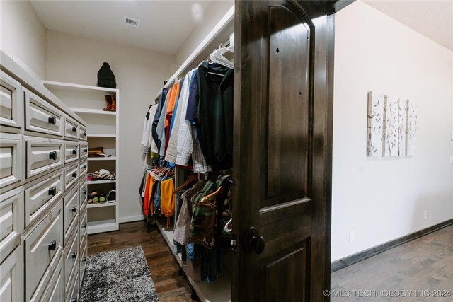 4100 N 430th Rd, Locust Grove, OK 74352 - spacious closet with dark wood finished floors