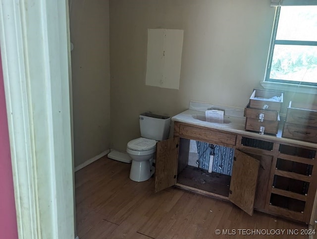 bathroom featuring toilet and wood-type flooring