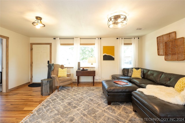 living room featuring hardwood / wood-style flooring