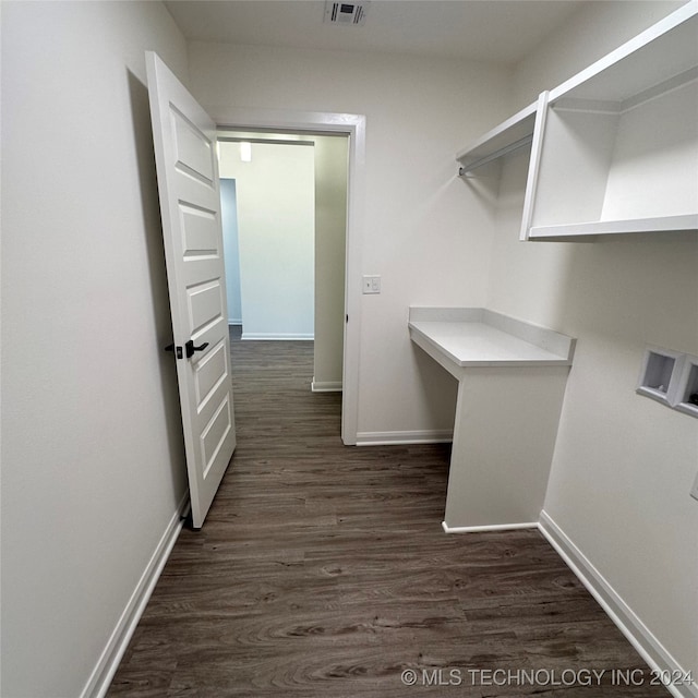 interior space with dark hardwood / wood-style flooring